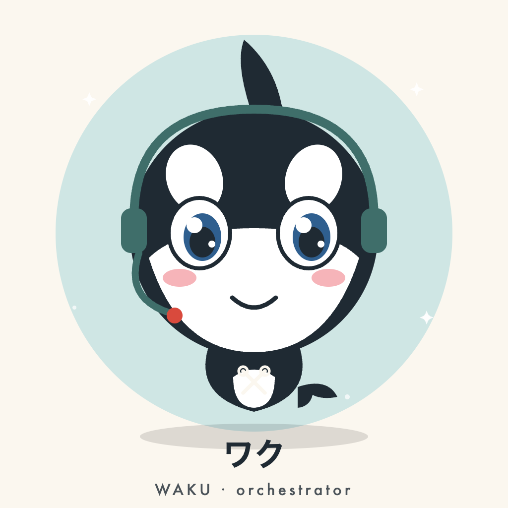 Waku, the orca wearing a headset