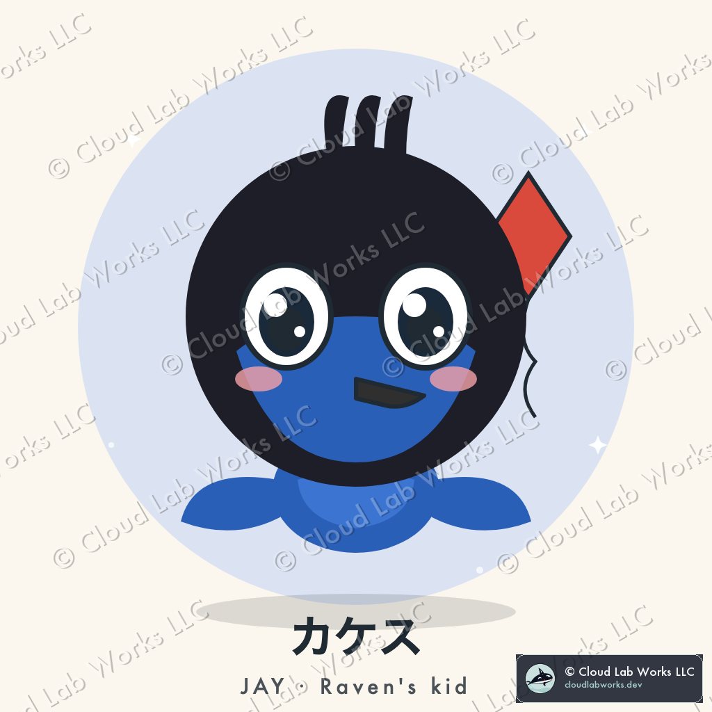 Jay, the kid: Steller's jay, Raven's kid, blue as a gas flame with a black crest that will not stay down