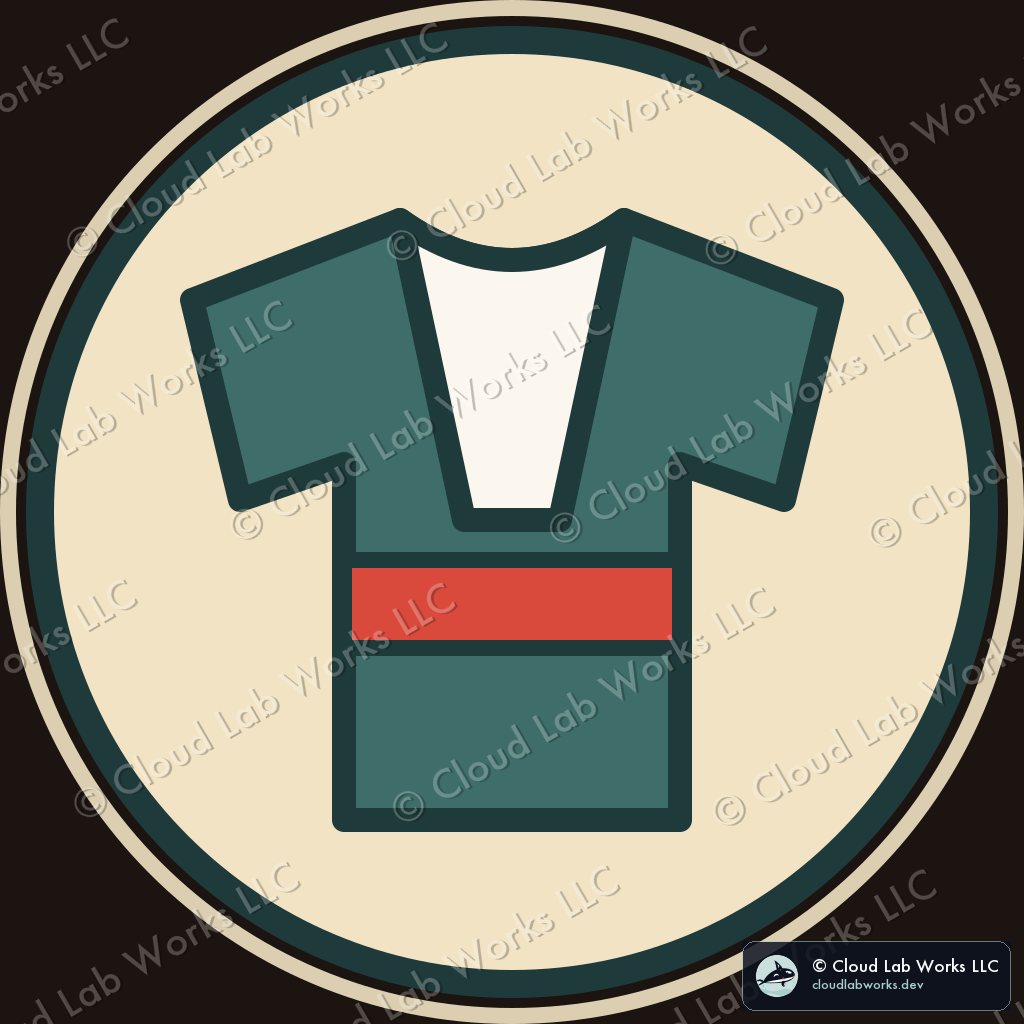 Kimono: The garment, hung flat as a T
