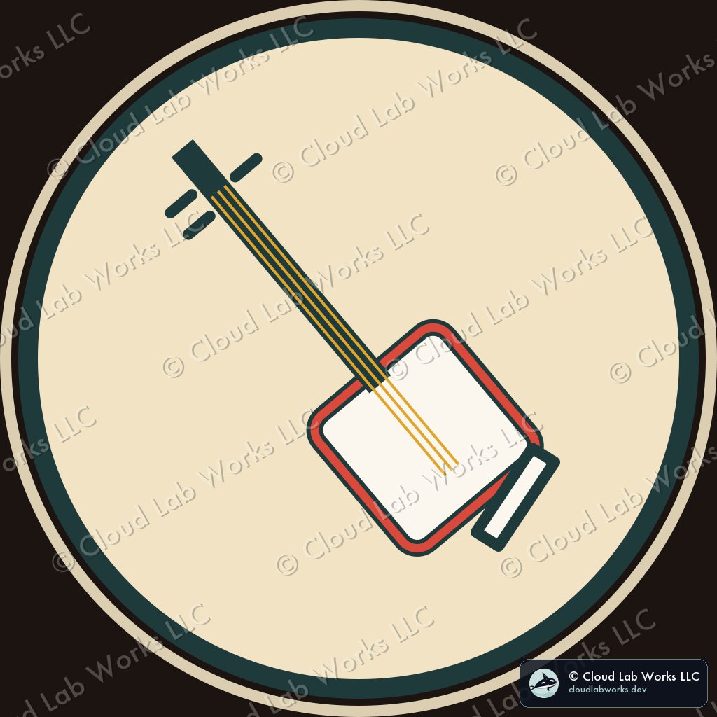 Shamisen: Three strings, a square body, a long neck, and the bachi that plays it