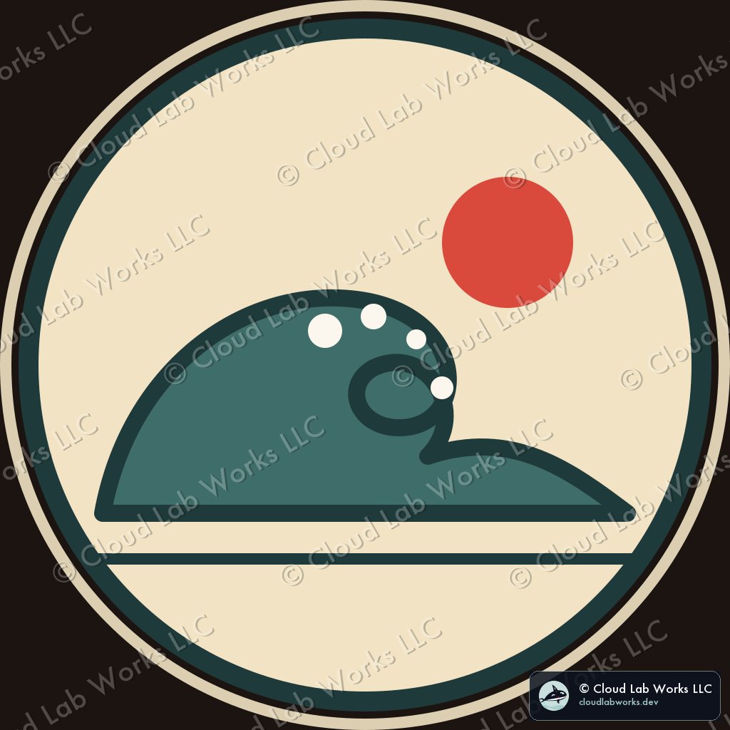 The wave: Hokusai's claw, redrawn as three curls and a red sun