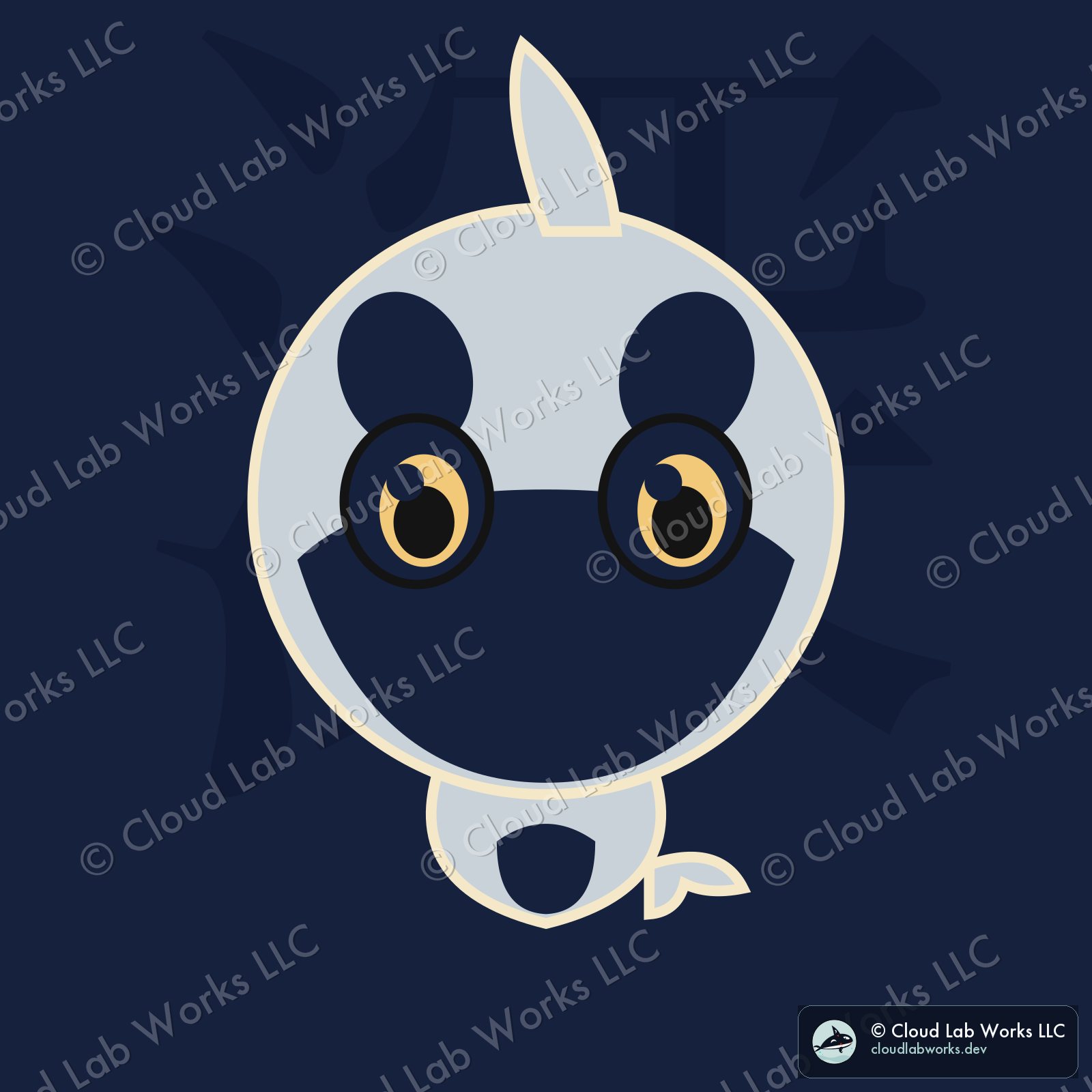 Waku, deep: the enlarged-glyph treatment again, navy ground