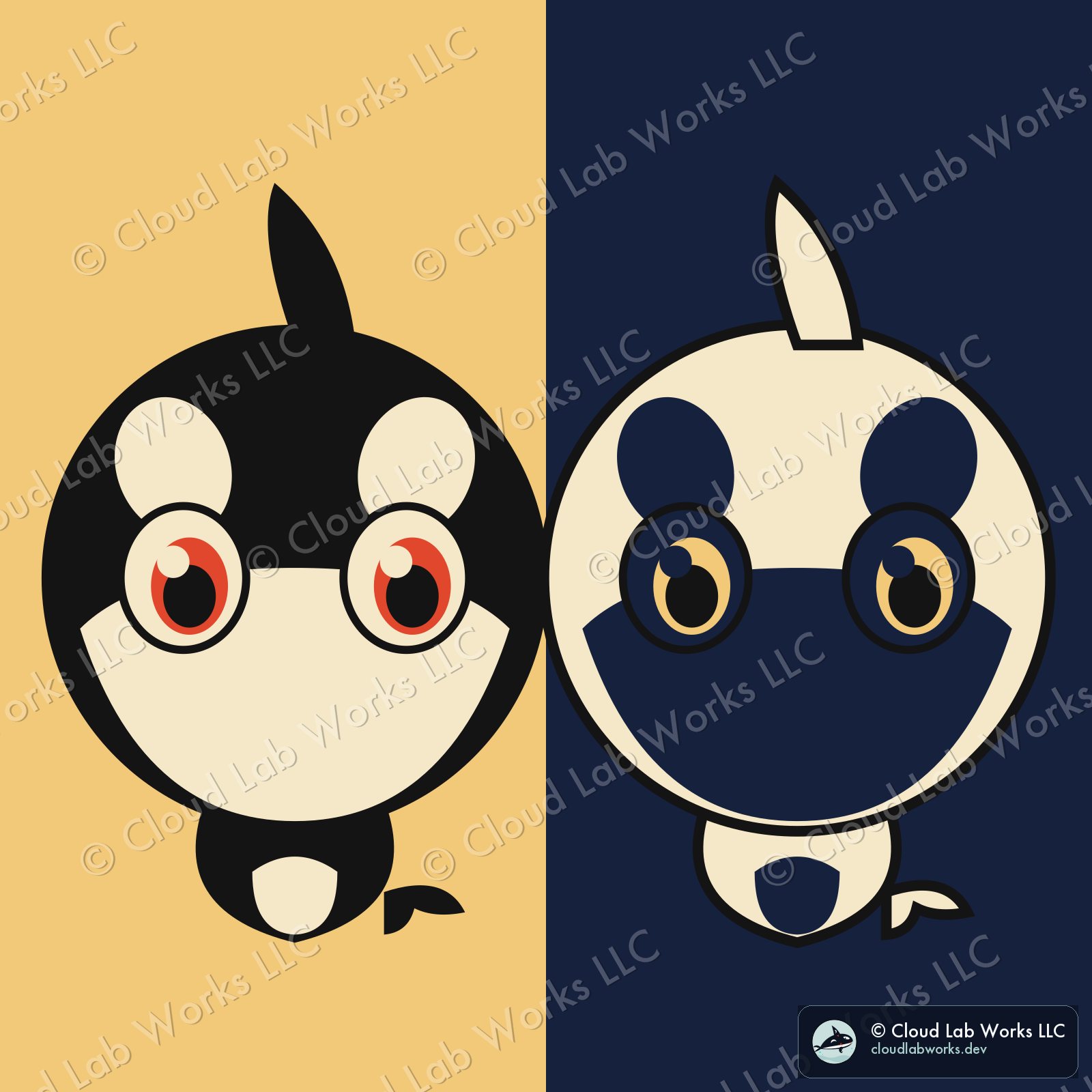 Waku, two ways: one canvas split down the middle, day against night