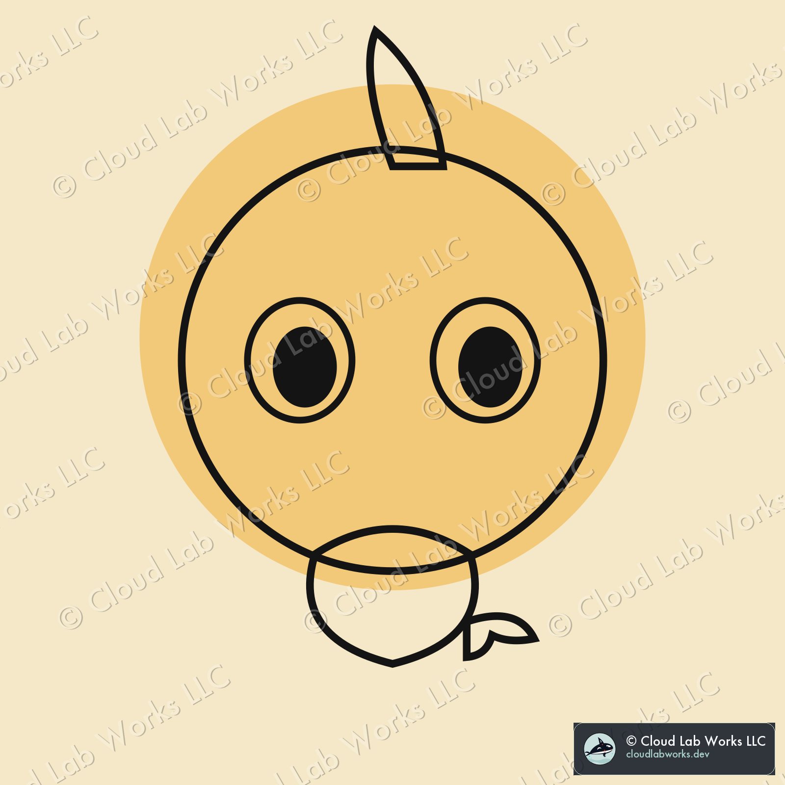 Waku, gold leaf: mostly negative space, one flat gold disc, an ink line
