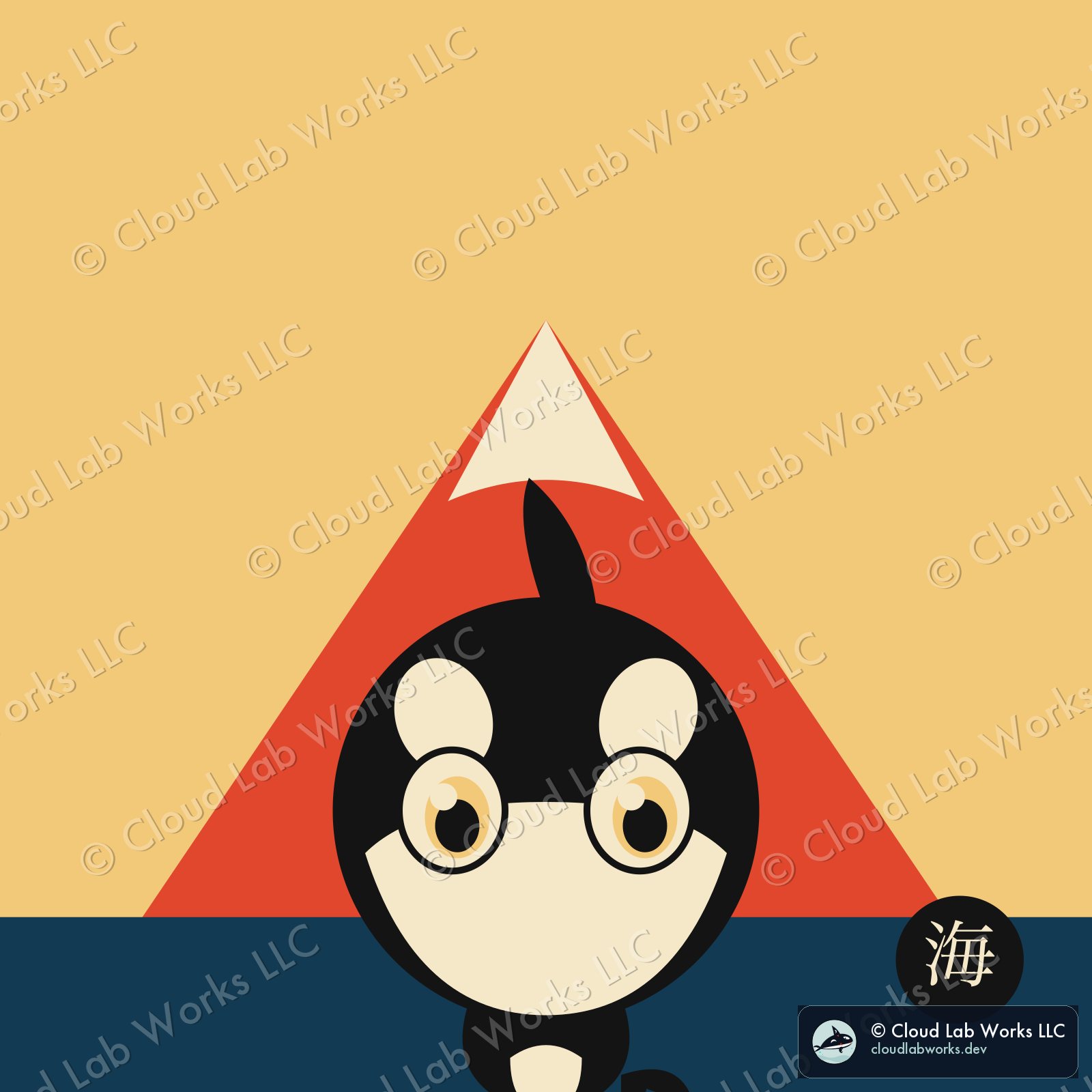 Waku, red Fuji: a homage to Hokusai's Red Fuji, reduced to flat shapes