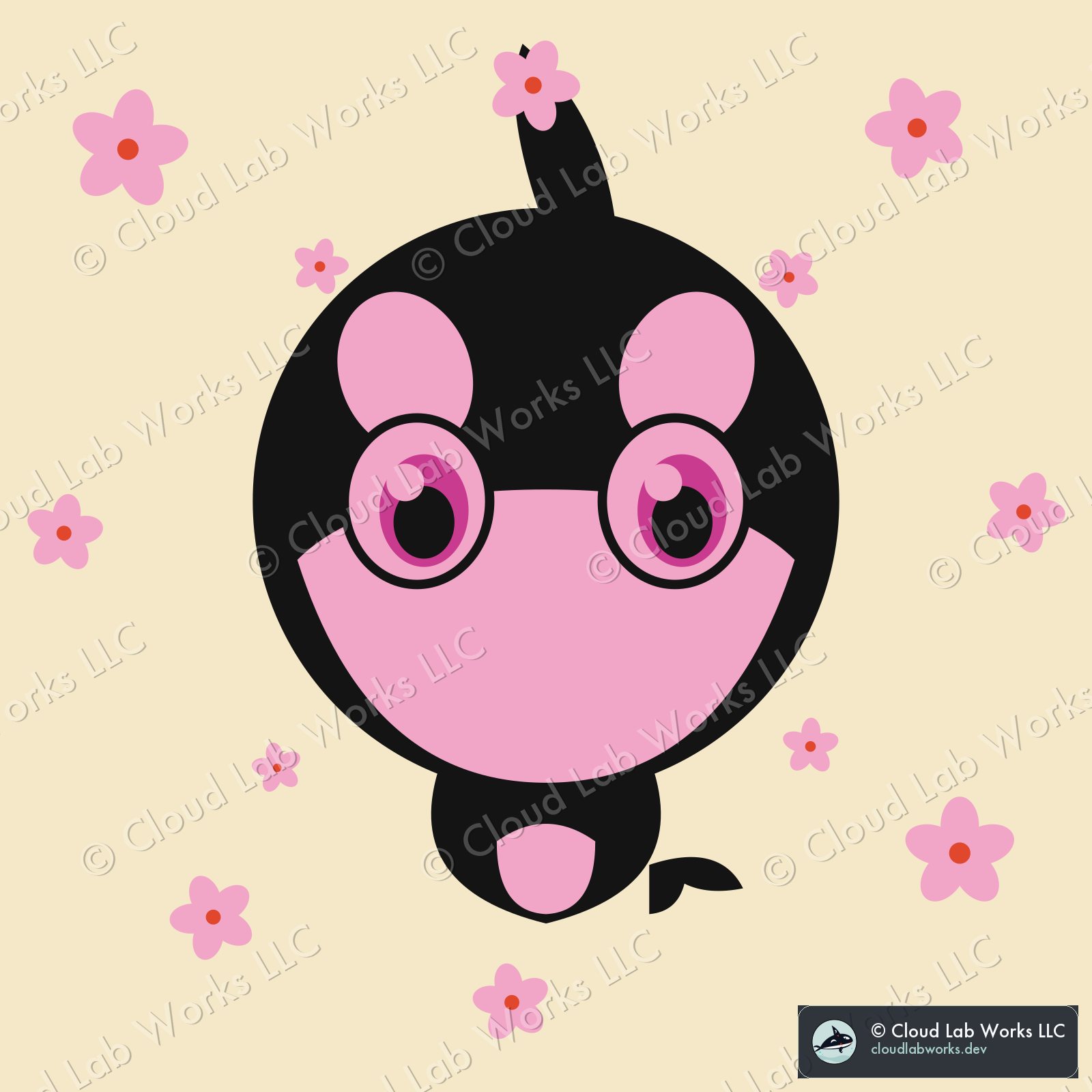 Waku, cherry blossom: a sakura shower of simplified five-petal blossoms
