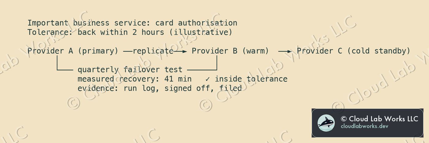 Failover measured against tolerance (illustrative numbers)
