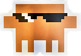 Claude as an orange pixel-art figure wearing black pixel sunglasses